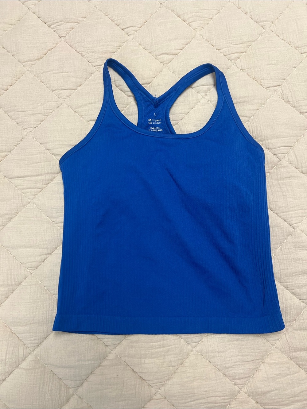Blue Racerback Ribbed Tank Top - Women